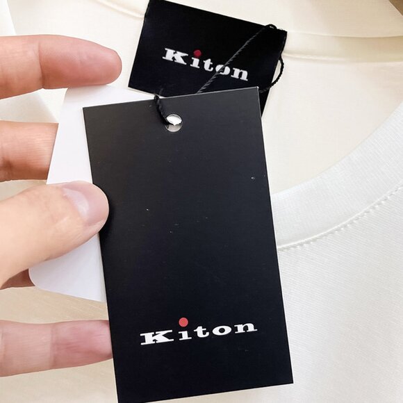 Kiton White Simple Round Neck T-Shirt - Picture 4 of 8